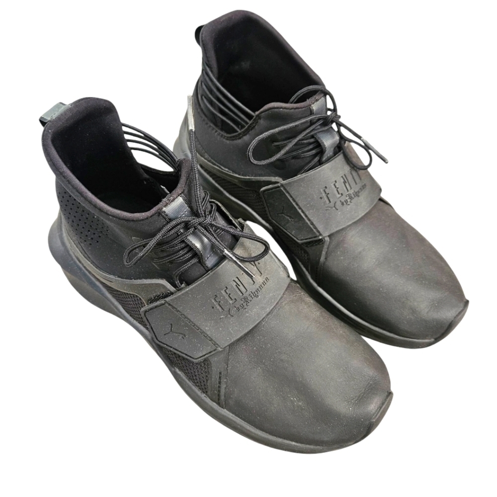 Puma Fenty By Rihanna Ignite Black Leather Lace Up Womens Trainers 6.5